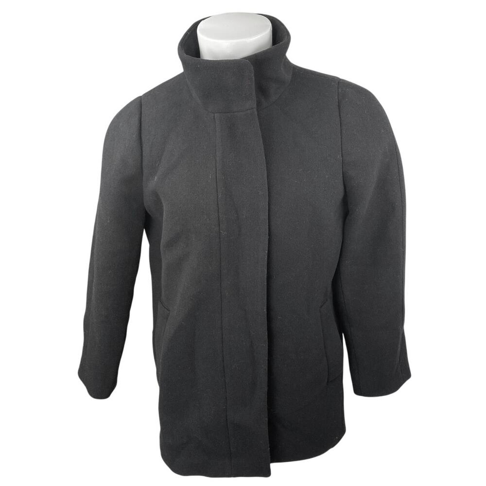 J.Crew Women's Black Wool Full Zip High Neck Long Sleeve Coat Jacket Top Size 12